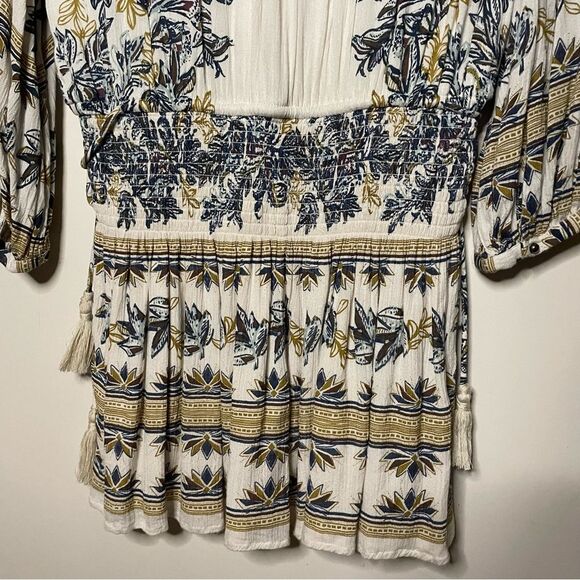 Free People Moonlight Drive Mini Boho Peasant Dress Ivory Small - Picture 9 of 14